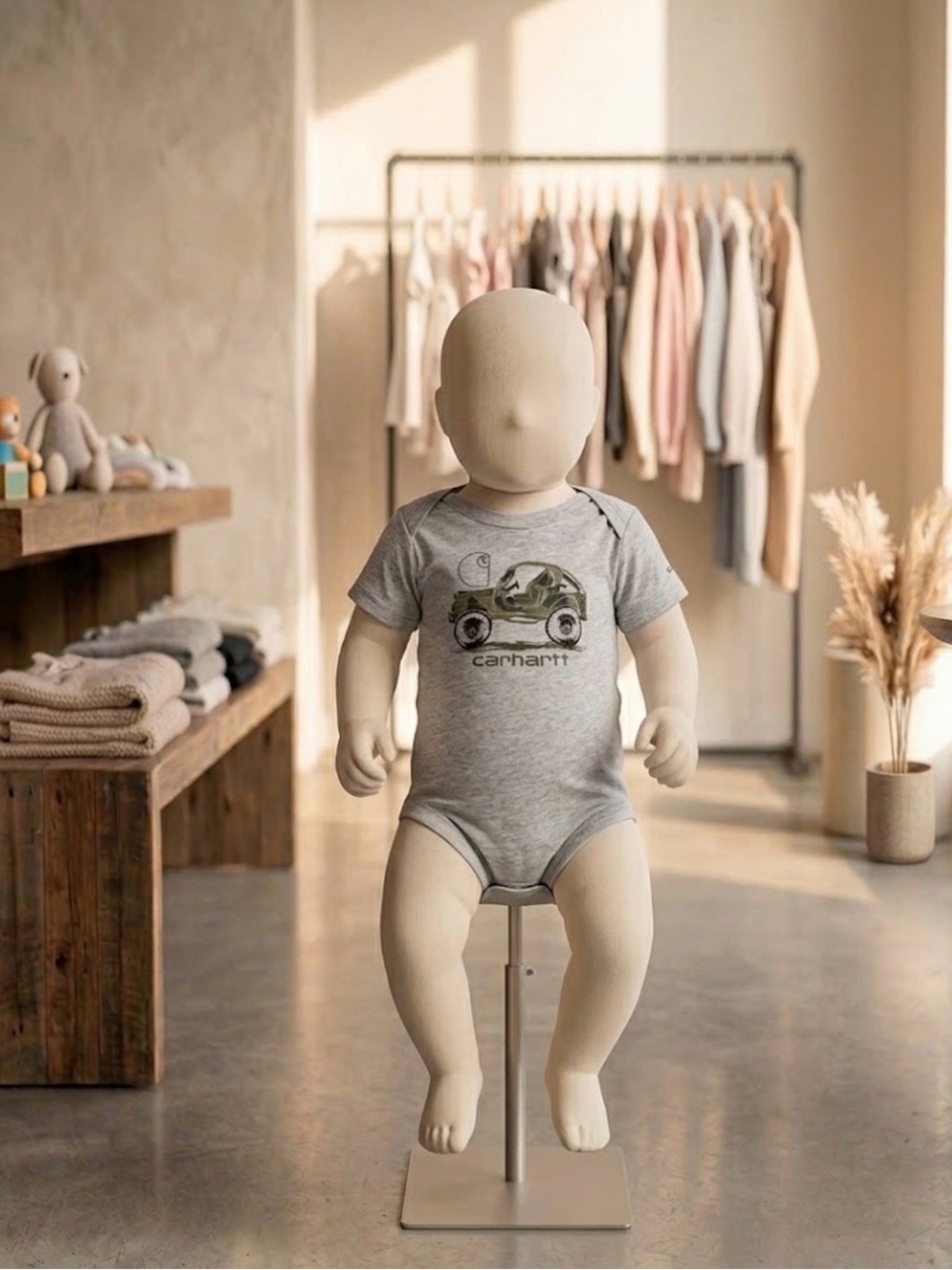 Carhartt Gray kids Onesie with Camo Truck Graphic
